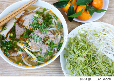 Vietnamese soup, Bun bo,  rice vermicelli 13218226