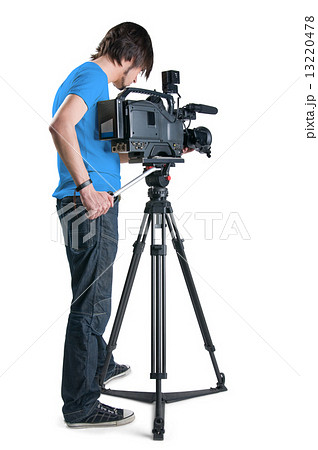 Professional cameraman, isolated on white background Professional cameraman, isolated on white background 13220478