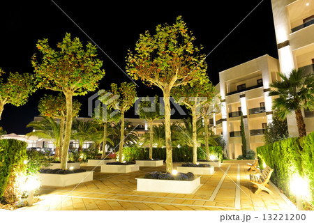 The trees in night illumination at luxury hotel, Halkidiki, Gree 13221200