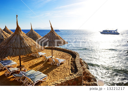 Sunrise and beach at the luxury hotel, Sharm el Sheikh, Egypt Sunrise and beach at the luxury hotel, Sharm el Sheikh, Egypt 13221217