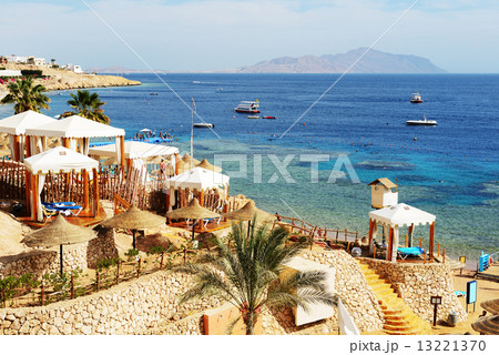 Beach at the luxury hotel, Sharm el Sheikh, Egypt 13221370