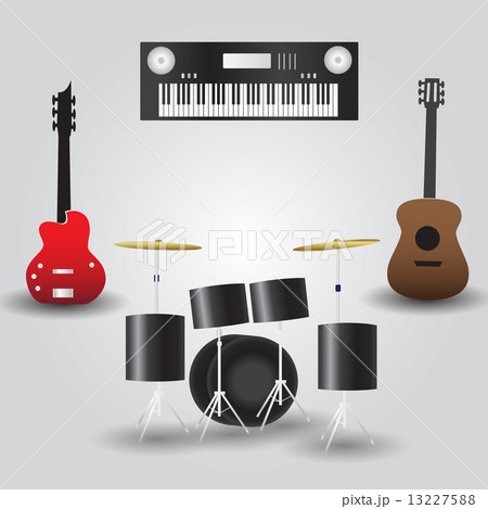 guitars, drums and keyboard music instruments eps10 13227588