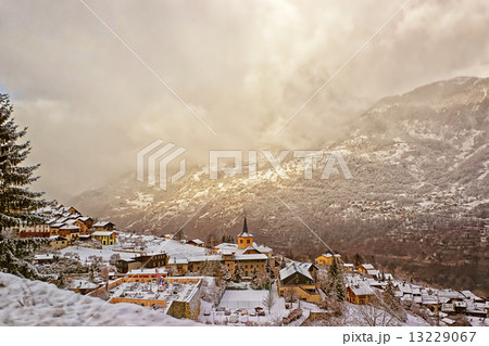 French alpine village winter view 13229067