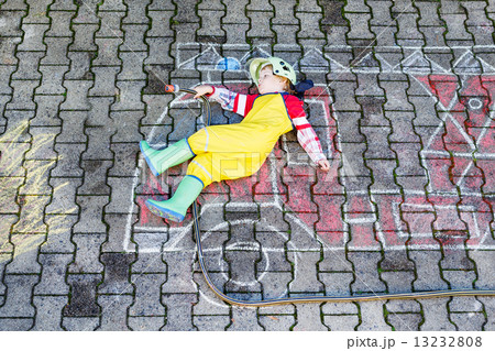 toddler child of four years having fun with fire truck picture d toddler child of four years having fun with fire truck picture d 13232808