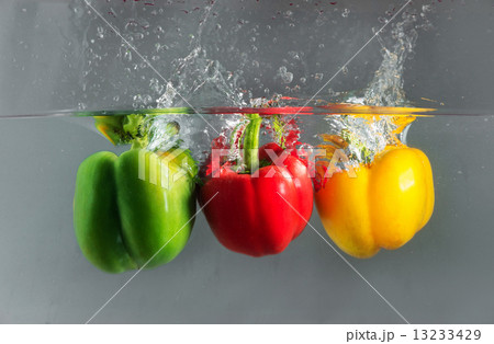 The colorful capsicum or bellpepper in the water 13233429