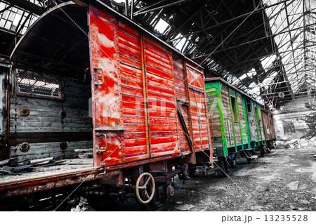 Old trains at abandoned train depot 13235528