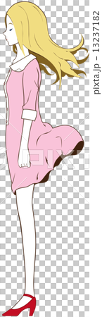 女性　向かい風 13237182