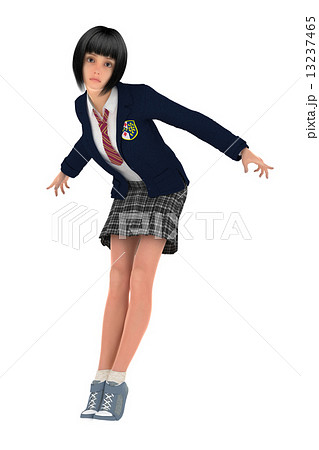 ポーズする女子高生 リアル 3DCG イラスト素材 ポーズする女子高生 リアル 3DCG イラスト素材 13237465