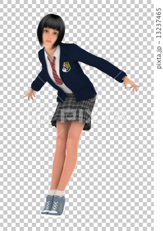 Girls high school girl posing positively 3D CG illustration material Girls high school girl posing positively 3D CG illustration material 13237465