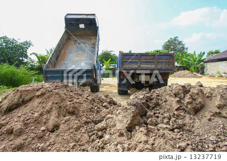 dumper truck on construction site,truck on a construction site in land. 13237719
