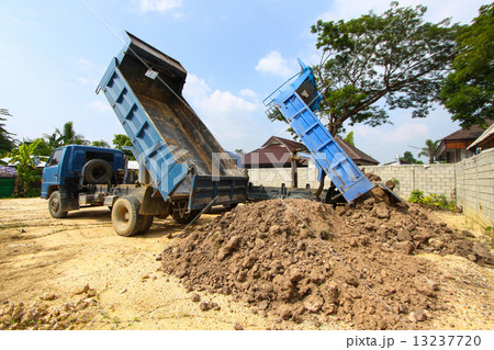 dumper truck on construction site,truck on a construction site in land. 13237720