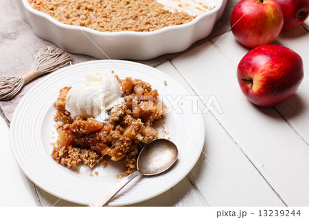 apple crumble with ice cream apple crumble with ice cream 13239244