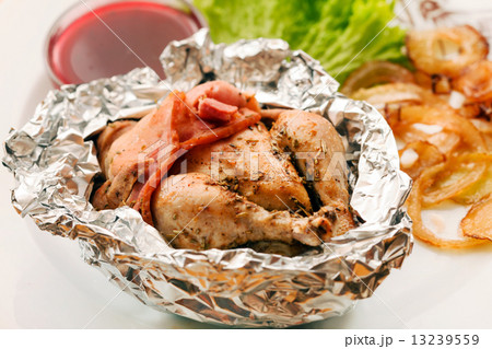 roast quail in the foil roast quail in the foil 13239559