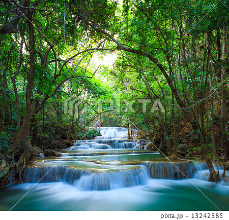 Deep forest Waterfall in Kanchanaburi, Thailand Deep forest Waterfall in Kanchanaburi, Thailand 13242385