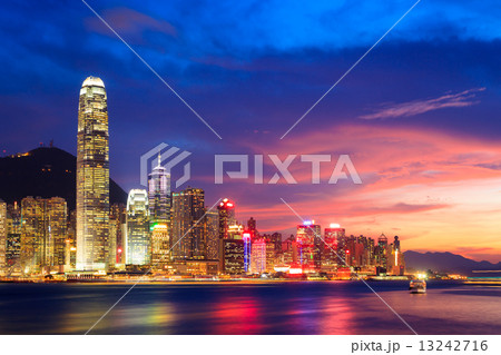 Hong Kong skyline at night, China 13242716