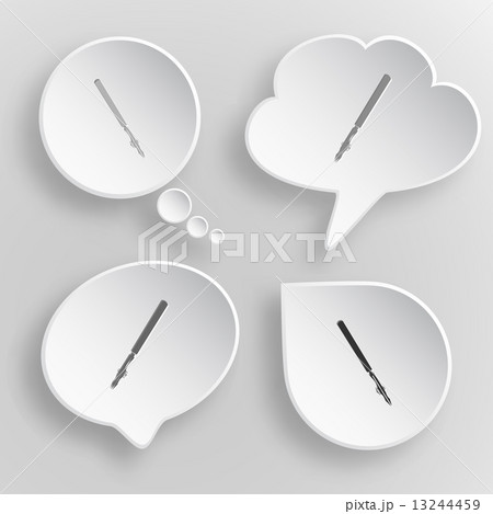 Ruling pen. White flat vector buttons on gray background. Ruling pen. White flat vector buttons on gray background. 13244459