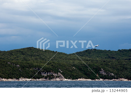 Plane landing in forest mountains 13244905