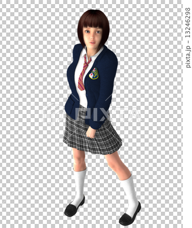 ポーズする女子高生 リアル ３dcg イラスト素材のイラスト素材