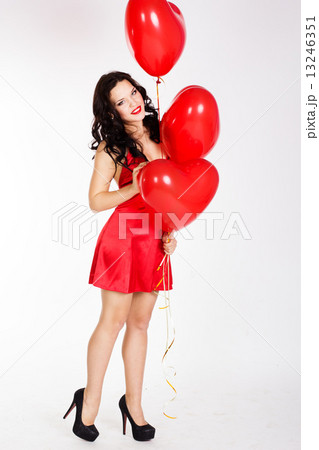 Sexy brunette with balloons heart 13246351
