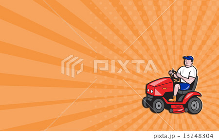 Business card Gardener Mowing Rideon Lawn Mower Cartoon Business card Gardener Mowing Rideon Lawn Mower Cartoon 13248304