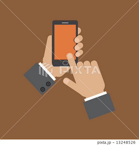 hand holding smart phone and touching screen 13248526