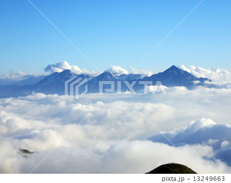 雲海に浮かぶ剱岳と立山 13249663