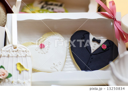 Elegant sweet table with cupcakes and other sweets for dinner or 13250834
