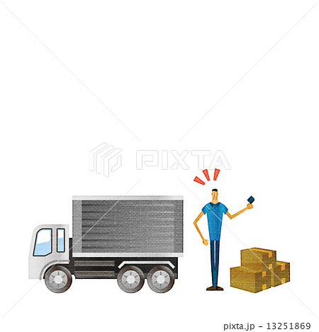 トラック 荷物 宅配 商品 出荷のイラスト素材