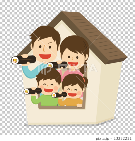 節分　恵方巻き　家族 13252231