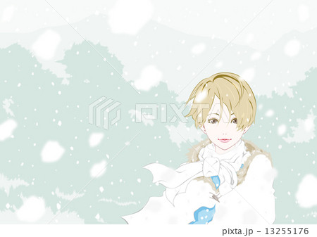 女性 雪 微笑むのイラスト素材