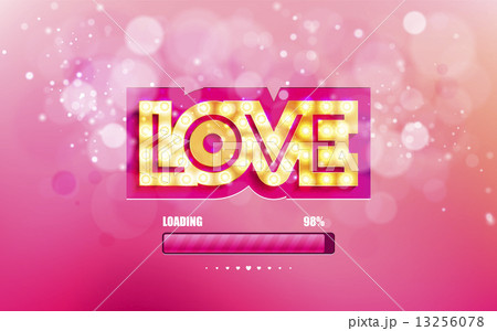 Vector golden inscription love with glowing lamps Vector golden inscription love with glowing lamps 13256078