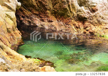 鴨ヶ磯海岸 緑色の海水 鴨ヶ磯海岸 緑色の海水 13257836