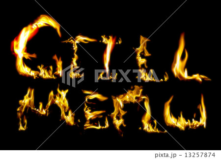 Grill menu fire text isolated on black background. 13257874