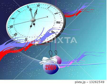 Snowflakes, clock and balls. Christmas 13262549