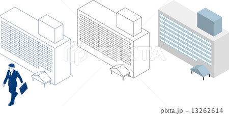 マンションと歩き出すビジネスマン 13262614