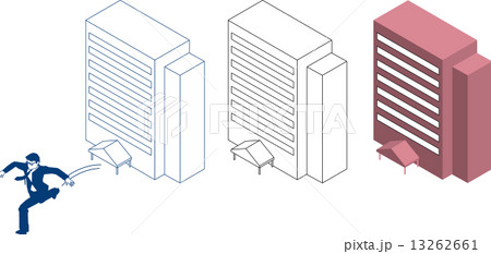 マンションと飛び出すビジネスマン マンションと飛び出すビジネスマン 13262661