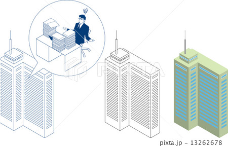 高層ビルと仕事でもやもやするビジネスマン 13262678