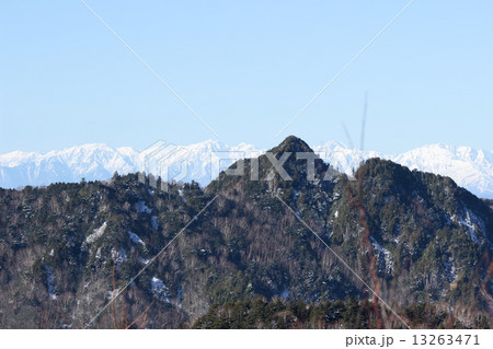 志賀高原前山山頂からの笠岳と北アルプス 13263471