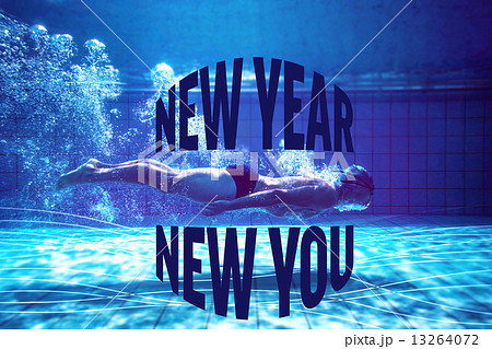 Composite image of fit swimmer training by himself Composite image of fit swimmer training by himself 13264072
