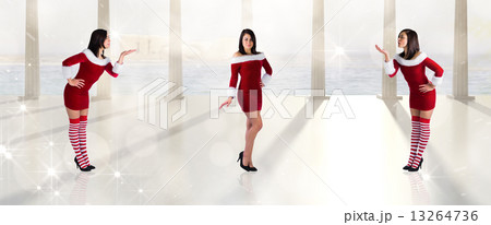 Composite image of different pretty girls in santa outfit Composite image of different pretty girls in santa outfit 13264736