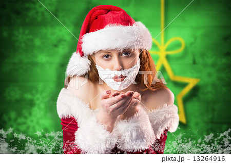 Composite image of festive redhead in foam beard Composite image of festive redhead in foam beard 13264916