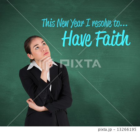 Composite image of businesswoman thinking 13266195