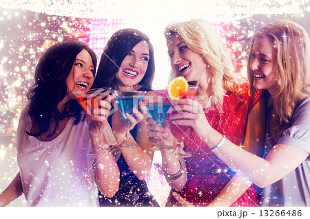 Composite image of friends with drinks 13266486