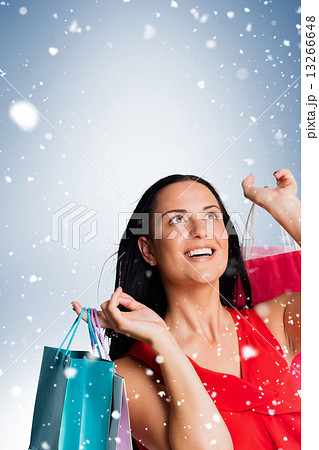 Woman standing with shopping bags Woman standing with shopping bags 13266648