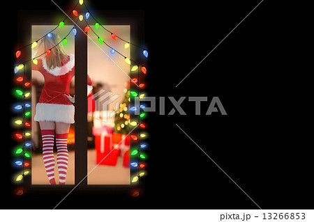Composite image of rear view of sexy santa girl Composite image of rear view of sexy santa girl 13266853