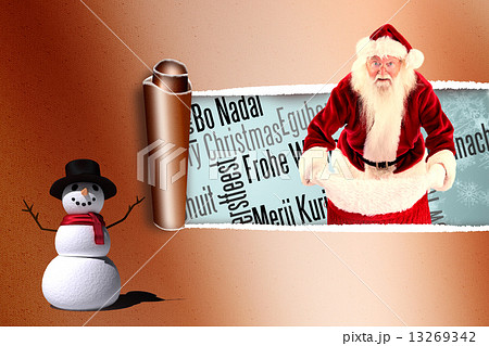 Composite image of santa open his red bag Composite image of santa open his red bag 13269342