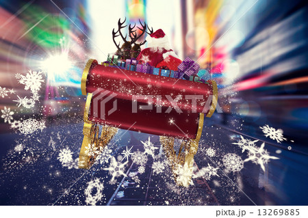 Composite image of santa flying his sleigh Composite image of santa flying his sleigh 13269885