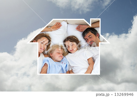 Composite image of loving family sleeping together 13269946