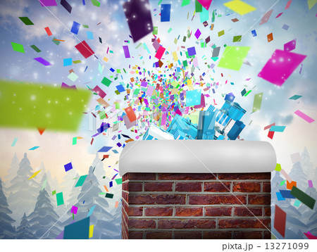 Composite image of chimney filled with gift Composite image of chimney filled with gift 13271099