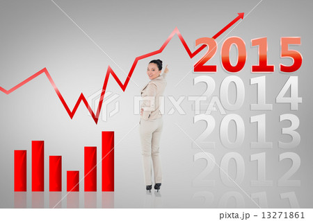 Composite image of smiling asian businesswoman pointing Composite image of smiling asian businesswoman pointing 13271861
